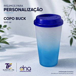 Copo Buck 500ml Degradê com Tampa Azul