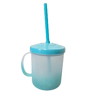 Caneca Kids Canudo 325ml Degradê Verde Tiffany
