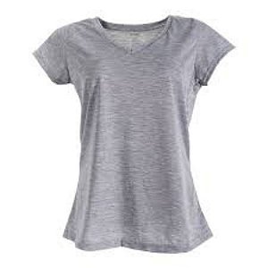 Camiseta Gola V Feminina Cinza Adulto Poliester GG