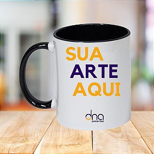 Caneca Personalizada Alça e Interior Preta "Sua Arte Aqui"