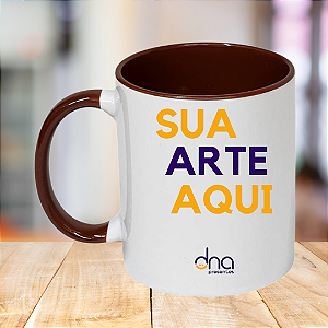 Caneca Personalizada Alça e Interior Marrom "Sua Arte Aqui"