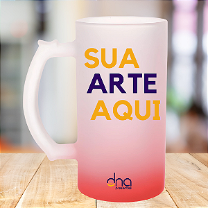 Caneca Personalizada Chopp Jateada Fosca Degradê Vermelho "Sua Arte Aqui"