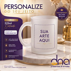 Caneca de Vidro 325ml Jateada - Sua Arte Aqui