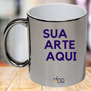 Caneca Personalizada Metalizada Prata "Sua Arte Aqui"