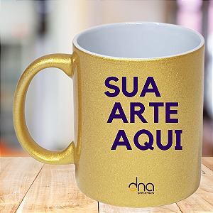 Caneca Personalizada Perolada Dourada "Sua Arte Aqui"