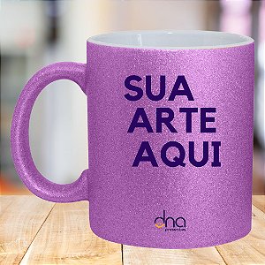 Caneca Personalizada Glitter Pink "Sua Arte Aqui"