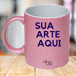 Caneca Personalizada Glitter Rosa "Sua Arte Aqui"