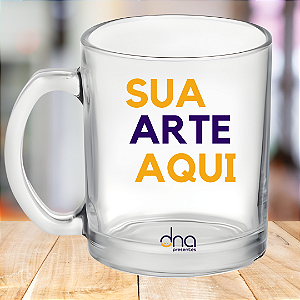Caneca Personalizada Vidro Transparente "Sua Arte Aqui"