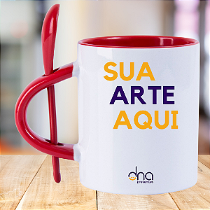 Caneca Personalizada Reta com Colher Vermelha "Sua Arte Aqui"