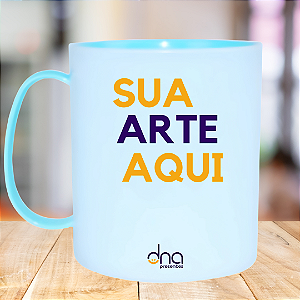 Caneca Personalizada de Polímero Alça e Interior Verde Tiffany "Sua Arte Aqui"