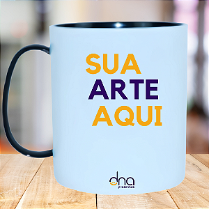 Caneca Personalizada de Polímero Alça e Interior Preta "Sua Arte Aqui"