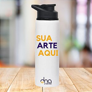 Garrafa de Alumínio Branca 750ml Personalizada "Sua Arte Aqui"