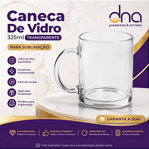 Caneca de Vidro 325ml Transparente - Para Sublimação