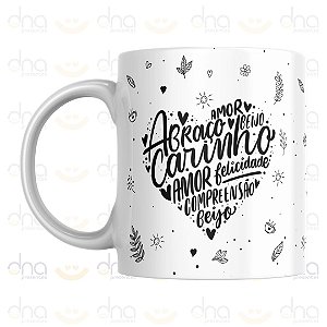 Caneca Personalizada Amor, Abraço, Beijo...