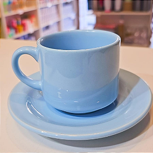 Xícara Azul Brilho 180ml com Pires