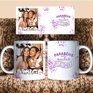 Caneca Personalizada 1 Foto Amiga cor roxa