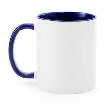 Caneca Cerâmica 325ml com Alça e Interior Azul Escuro JKB