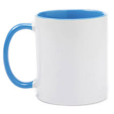 Caneca Cerâmica 325ml com Alça e Interior Azul Claro Metalnox