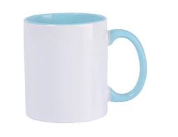 Caneca Cerâmica 325ml com Alça e Interior Azul Bebê JKB