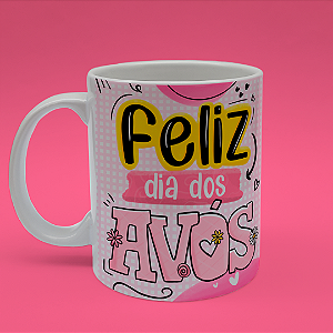 Caneca Personalizada Feliz dia dos Avós - Rosa