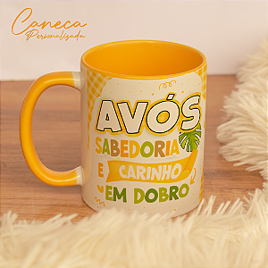 Caneca Personalizada Avós Sabedoria e Carinho em Dobro