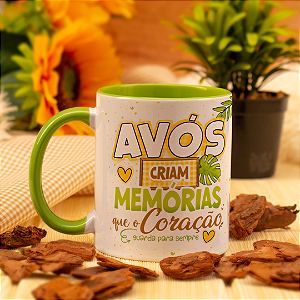Caneca Personalizada Avós Criam Memórias que o Coração Guarda para Sempre - Verde
