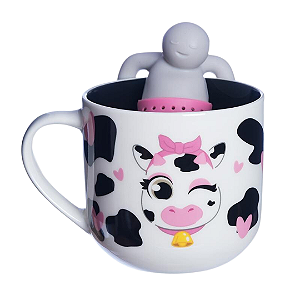 Caneca 350ml com Infusor para Chá Vaquinha