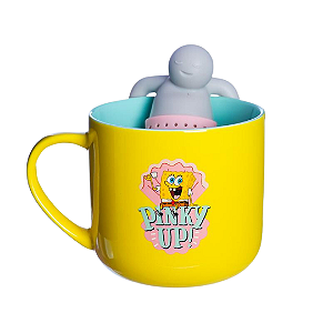 Caneca 350ml com Infusor para Chá Bob Esponja Pink UP