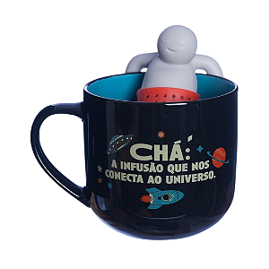 Caneca 350ml com Infusor para Chá Astronauta