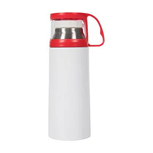 Garrafa Térmica para Sublimação com Copo Vermelho 300ml