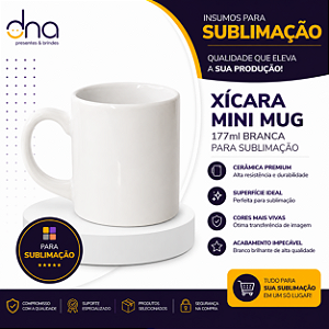 Xícara Mini Mug 177ml Branca - Para Sublimação