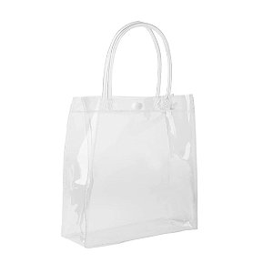 Sacolinha de PVC Transparente com Alça e Botão 16x15x7cm