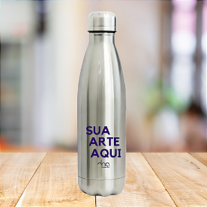Garrafa Cola Térmica Verde Prata 500ml Personalizada "Sua Arte Aqui"