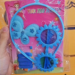 Kit Tiara, Laço e Óculos Infantil - Azul