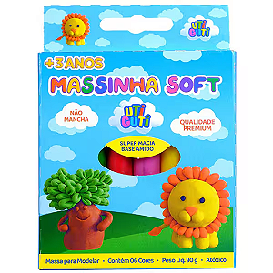 Massinha de modelar 90g com 6 cores - Uti Guti