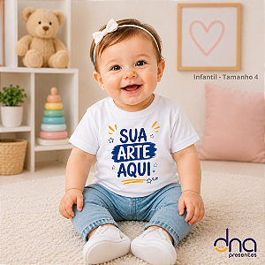 Camiseta Branca Poliéster Infantil - Tamanho 4 - Sua Arte Aqui