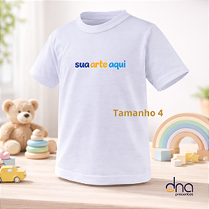 Camiseta Personalizada Branca Infantil Poliéster - Tamanho 4
