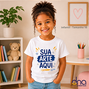 Camiseta Branca Poliéster Infantil - Tamanho 10 - Sua Arte Aqui