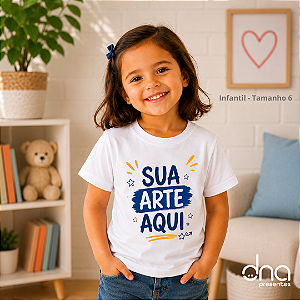 Camiseta Branca Poliéster Infantil - Tamanho 6 - Sua Arte Aqui
