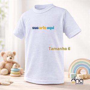 Camiseta Personalizada Branca Infantil Poliéster - Tamanho 6