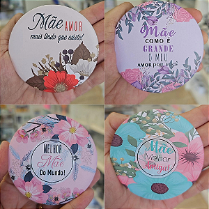 Espelho de Bolsa Tamanho 7cm - Kit com 10 unidades - Artes Variadas