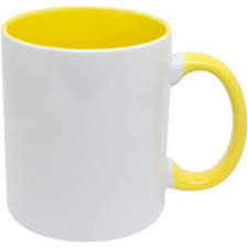 Caneca Cerâmica 325ml com Alça e Interior Amarela JKB