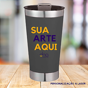 Copo Térmico com Abridor - (Sua Arte Aqui) - Preto Fosco