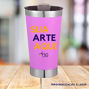 Copo Térmico com Abridor - (Sua Arte Aqui) - Rosa Claro