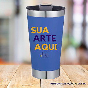Copo Térmico com Abridor - (Sua Arte Aqui) - Azul Escuro