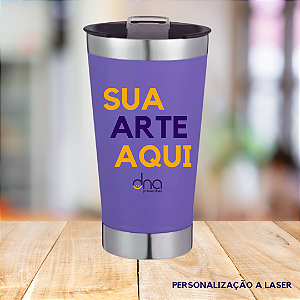 Copo Térmico com Abridor - (Sua Arte Aqui) - Roxo