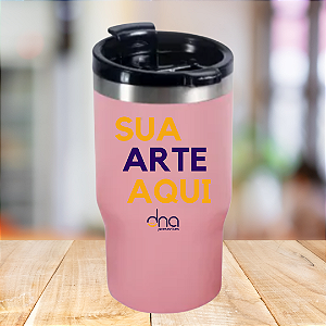 Copo Térmico com 2 Tampas 420ml - ( Sua Arte Aqui) - Rosa Claro