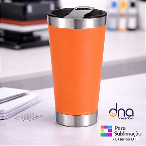 Copo Térmico com Abridor 473ml - Cor Laranja