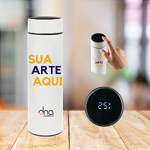 Garrafa Térmica de Inox p/Sublimação com infusor e Led de Temperatura 400ml  - "Sua Arte Aqui"