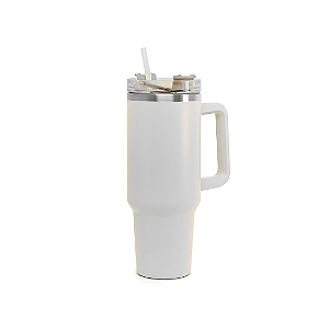 Copo Térmico com Tampa em Acrílico e Canudo - 1200ml - Branca